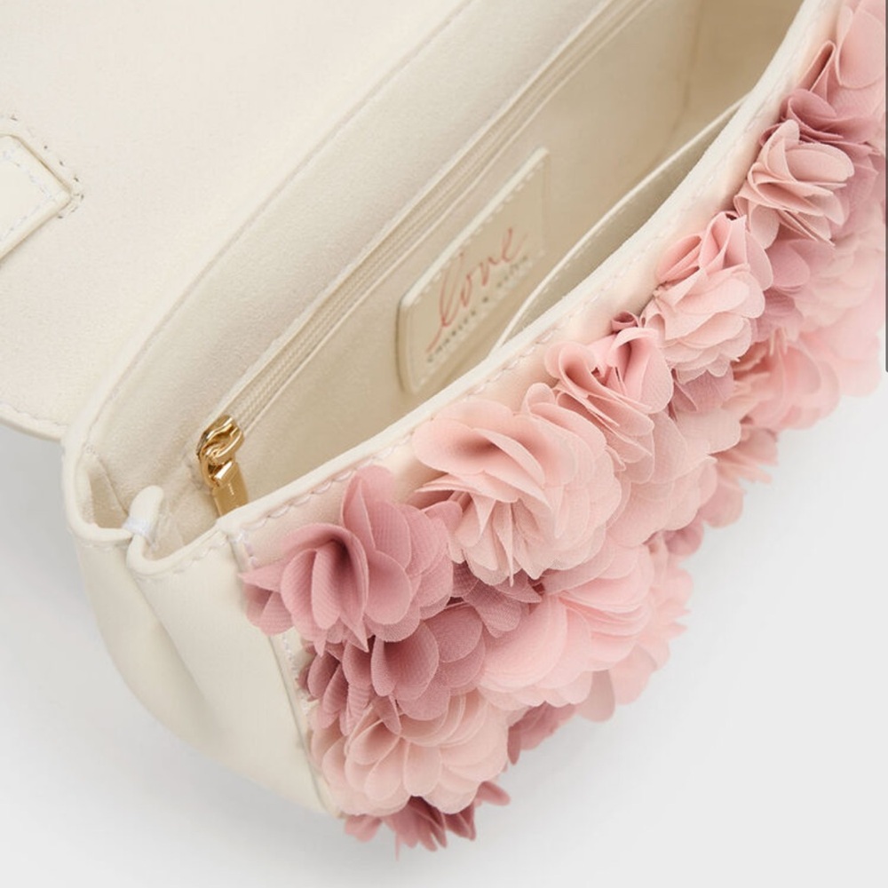 Charles & Keith Floral Mesh Top Handle Bag - Chalk - Picture 4 of 8